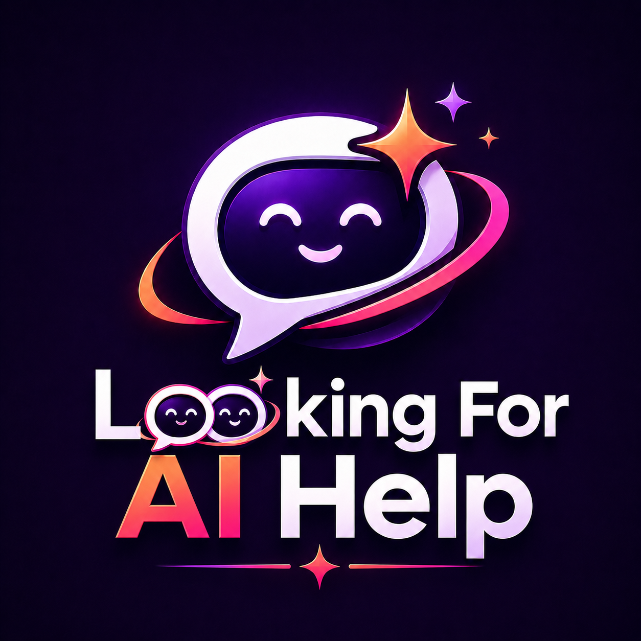 Looking For AI Help original smiling mascot logo with eyes in Looking